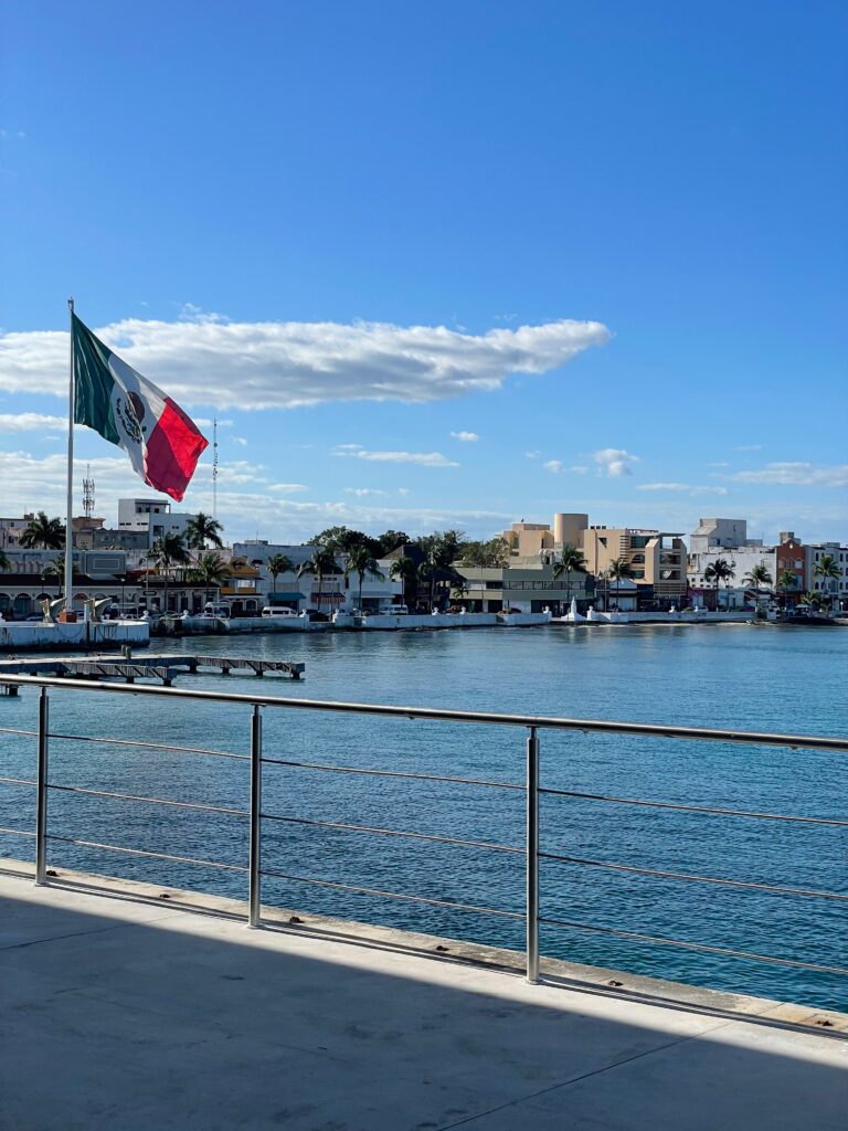The view of the Island of Cozumel from the ferry terminal